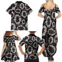 Hawaiian Leis Family Matching Summer Maxi Dress and Hawaiian Shirt Kakau Tattoos and Palaka Pastel Grayscale LT03 - Polynesian Pride