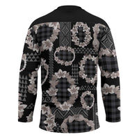 Hawaiian Leis Hockey Jersey Kakau Tattoos and Palaka Pastel Grayscale