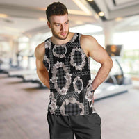 Hawaiian Leis Men Tank Top Kakau Tattoos and Palaka Pastel Grayscale