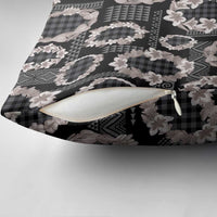 Hawaiian Leis Pillow Cover Kakau Tattoos and Palaka Pastel Grayscale