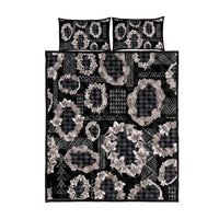 Hawaiian Leis Quilt Bed Set Kakau Tattoos and Palaka Pastel Grayscale