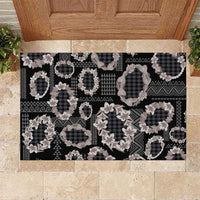 Hawaiian Leis Rubber Doormat Kakau Tattoos and Palaka Pastel Grayscale
