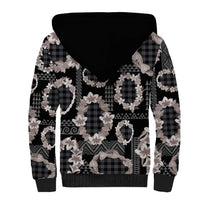 Hawaiian Leis Sherpa Hoodie Kakau Tattoos and Palaka Pastel Grayscale