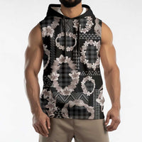 Hawaiian Leis Sleeveless Hoodie Kakau Tattoos and Palaka Pastel Grayscale