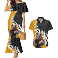 New Zealand and Australia Rugby Couples Matching Mermaid Dress and Hawaiian Shirt Koala and Maori Warrior Together LT03 Black - Polynesian Pride