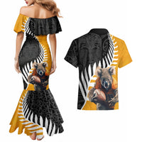 New Zealand and Australia Rugby Couples Matching Mermaid Dress and Hawaiian Shirt Koala and Maori Warrior Together LT03 - Polynesian Pride