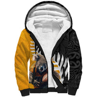 New Zealand and Australia Rugby Sherpa Hoodie Koala and Maori Warrior Together LT03 Unisex Black - Polynesian Pride
