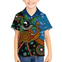 Fiji and Australia Kid Hawaiian Shirt Palm Tree and Abogirinal Emu