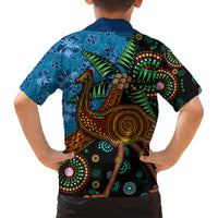 Fiji and Australia Kid Hawaiian Shirt Palm Tree and Abogirinal Emu