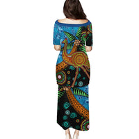Fiji and Australia Puletasi Palm Tree and Abogirinal Emu LT03 - Polynesian Pride