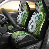 New Zealand Koru Natural Car Seat Cover Manaia and Silver Fern Maori Pattern