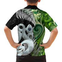 New Zealand Koru Natural Family Matching Puletasi and Hawaiian Shirt Manaia and Silver Fern Maori Pattern