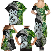 New Zealand Koru Natural Family Matching Summer Maxi Dress and Hawaiian Shirt Manaia and Silver Fern Maori Pattern