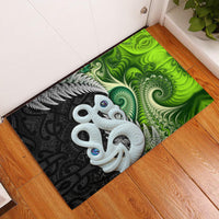 New Zealand Koru Natural Rubber Doormat Manaia and Silver Fern Maori Pattern