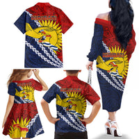 Kiribati Independence Day Family Matching Off The Shoulder Long Sleeve Dress and Hawaiian Shirt Polynesian and Melanesian Art Tattoo LT03 - Polynesian Pride