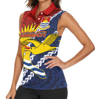 Kiribati Independence Day Women Sleeveless Polo Shirt Polynesian and Melanesian Art Tattoo