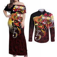 Papua New Guinea 2025 Couples Matching Off Shoulder Maxi Dress and Long Sleeve Button Shirt 50th Independence Day Anniversary