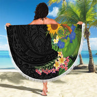 Hawaiian Tropical Plants and Chameleon Beach Blanket Polynesian Art Colorful - Polynesian Pride