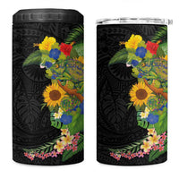 Hawaiian Tropical Plants and Chameleon 4 in 1 Can Cooler Tumbler Polynesian Art Colorful - Polynesian Pride