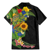 Hawaiian Tropical Plants and Chameleon Family Matching Mermaid Dress and Hawaiian Shirt Polynesian Art Colorful LT03 - Polynesian Pride