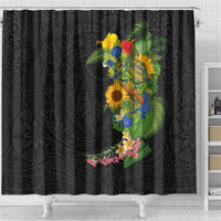 Hawaiian Tropical Plants and Chameleon Shower Curtain Polynesian Art Colorful - Polynesian Pride
