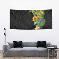 Hawaiian Tropical Plants and Chameleon Tapestry Polynesian Art Colorful - Polynesian Pride