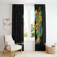 Hawaiian Tropical Plants and Chameleon Window Curtain Polynesian Art Colorful - Polynesian Pride