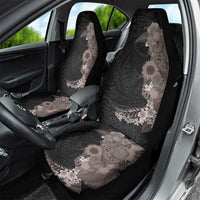 Hawaiian Tropical Plants and Chameleon Car Seat Cover Polynesian Art Grayscale - Polynesian Pride