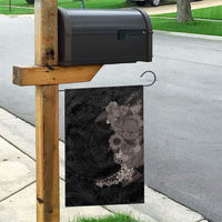 Hawaiian Tropical Plants and Chameleon Garden Flag Polynesian Art Grayscale - Polynesian Pride