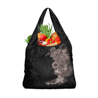 Hawaiian Tropical Plants and Chameleon Grocery Bag Polynesian Art Grayscale - Polynesian Pride