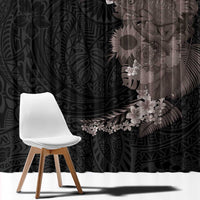 Hawaiian Tropical Plants and Chameleon Window Curtain Polynesian Art Grayscale - Polynesian Pride