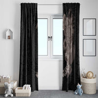 Hawaiian Tropical Plants and Chameleon Window Curtain Polynesian Art Grayscale - Polynesian Pride