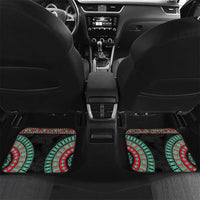 Fiji Coat of Arms Traditional Dashiki Car Mats Tapa Art and Palm Leaves Pattern Black Color - Polynesian Pride