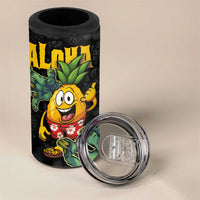 Hawaiian Halloween 4 in 1 Can Cooler Tumbler Aloha Pinapple with Mysterious Hands and Polynesian Tribal Tattoo