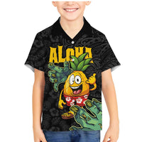 Hawaiian Halloween Family Matching Mermaid Dress and Hawaiian Shirt Aloha Pinapple with Mysterious Hands and Polynesian Tribal Tattoo