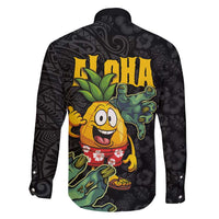 Hawaiian Halloween Family Matching Summer Maxi Dress and Hawaiian Shirt Aloha Pinapple with Mysterious Hands and Polynesian Tribal Tattoo