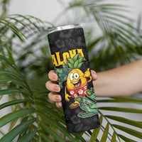 Hawaiian Halloween Skinny Tumbler Aloha Pinapple with Mysterious Hands and Polynesian Tribal Tattoo LT03 - Polynesian Pride