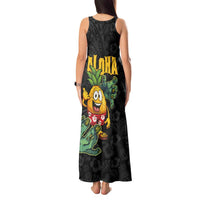 Hawaiian Halloween Tank Maxi Dress Aloha Pinapple with Mysterious Hands and Polynesian Tribal Tattoo