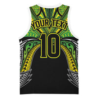 Cook Islands Rugby League Custom Basketball Jersey Polynesian and Tatau Tribal Art - Black Color