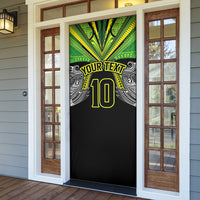 Cook Islands Rugby League Custom Door Cover Polynesian and Tatau Tribal Art - Black Color