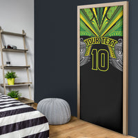Cook Islands Rugby League Custom Door Cover Polynesian and Tatau Tribal Art - Black Color