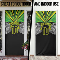 Cook Islands Rugby League Custom Door Cover Polynesian and Tatau Tribal Art - Black Color