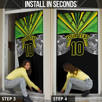 Cook Islands Rugby League Custom Door Cover Polynesian and Tatau Tribal Art - Black Color