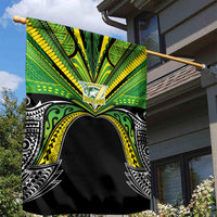 Cook Islands Rugby League Garden Flag Polynesian and Tatau Tribal Art - Black Color