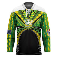 Cook Islands Rugby League Custom Hockey Jersey Polynesian and Tatau Tribal Art - Black Color