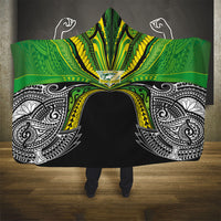 Cook Islands Rugby League Hooded Blanket Polynesian and Tatau Tribal Art - Black Color