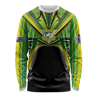 Cook Islands Rugby League Custom Long Sleeve Shirt Polynesian and Tatau Tribal Art - Black Color