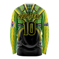 Cook Islands Rugby League Custom Long Sleeve Shirt Polynesian and Tatau Tribal Art - Black Color