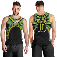 Cook Islands Rugby League Custom Men Tank Top Polynesian and Tatau Tribal Art - Black Color