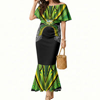 Cook Islands Rugby League Custom Mermaid Dress Polynesian and Tatau Tribal Art - Black Color